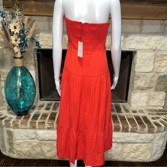 THML Josie Red Strapless Midi Dress with Bow Detail Size XL - Picture 8 of 16
